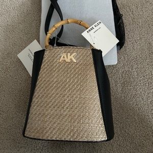 Anne Klein Natural and Bamboo Handle Morgan-S Mini Crossbody